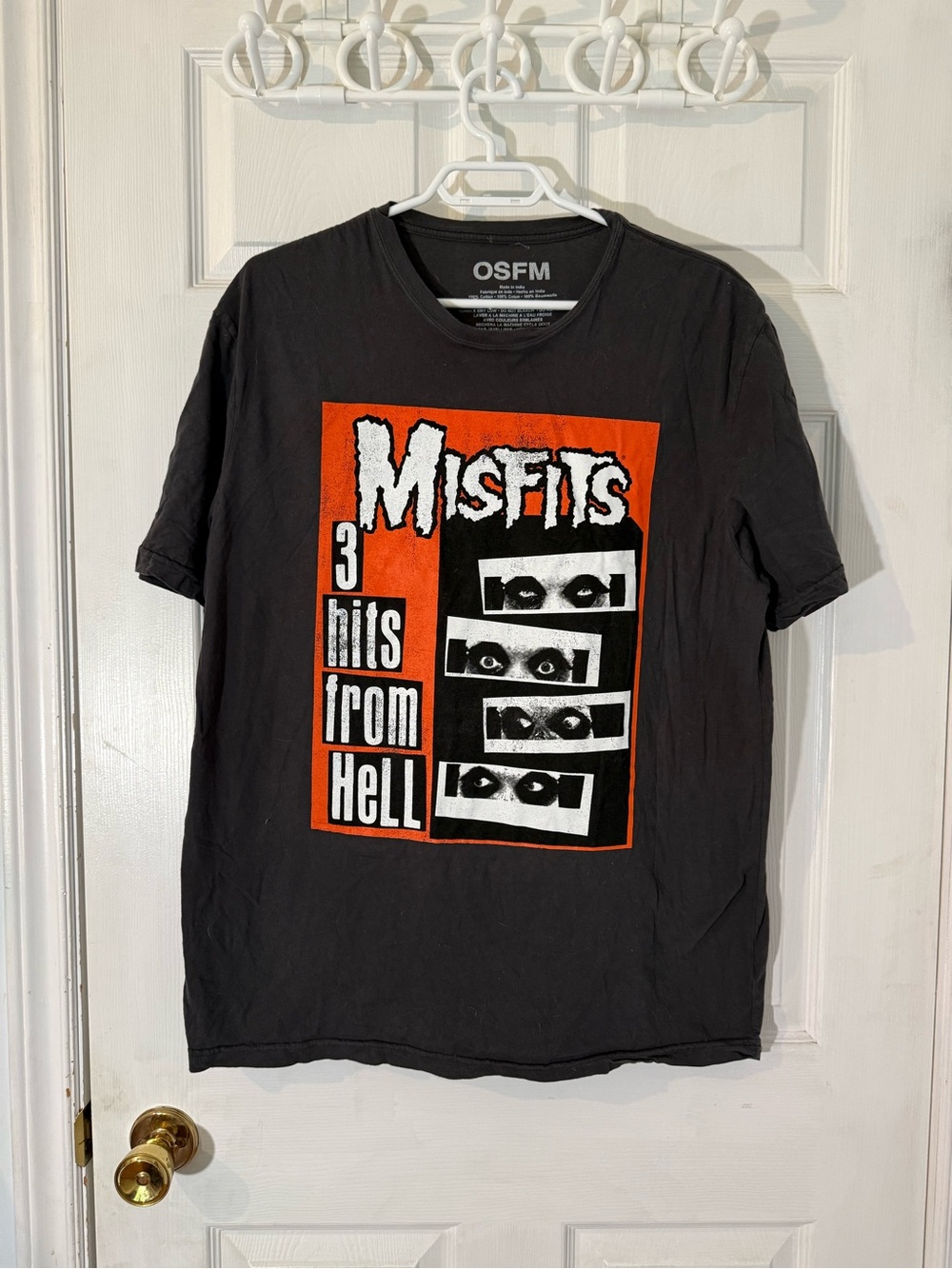Urban Outfitters Black Tee with Red and White Misfits Graphic